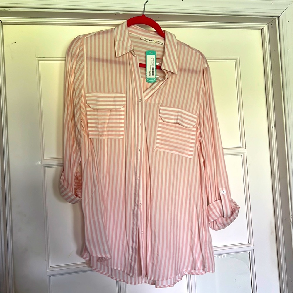 Blu Pepper pink/ white strip blouse